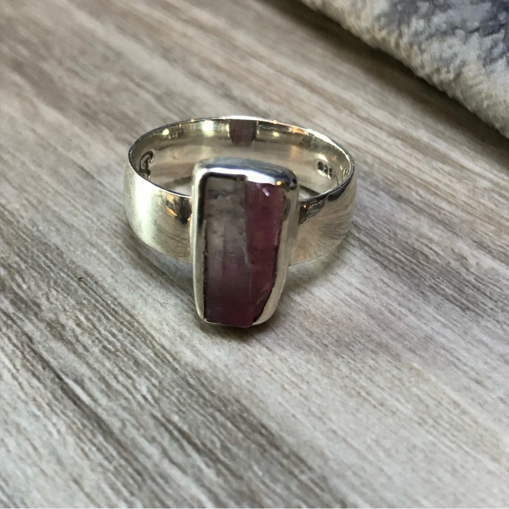 Raw Tourmaline Sterling Ring - Picture 4 of 11